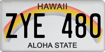 HI license plate ZYE480
