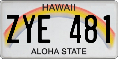 HI license plate ZYE481