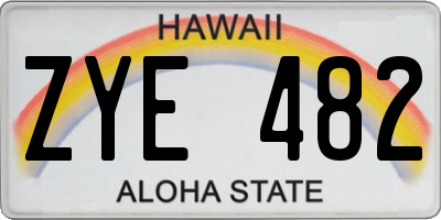 HI license plate ZYE482