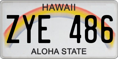 HI license plate ZYE486