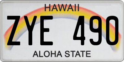 HI license plate ZYE490