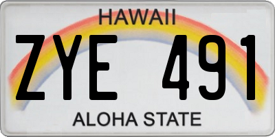 HI license plate ZYE491
