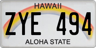 HI license plate ZYE494