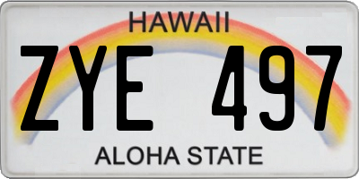 HI license plate ZYE497