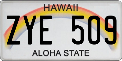 HI license plate ZYE509