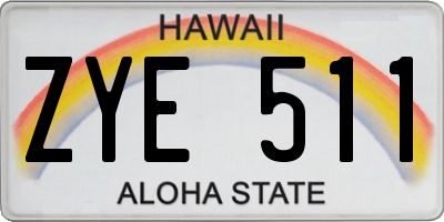 HI license plate ZYE511