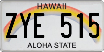 HI license plate ZYE515