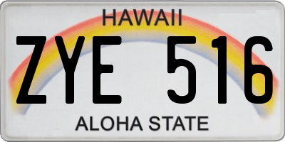 HI license plate ZYE516