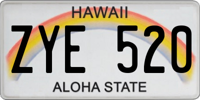 HI license plate ZYE520