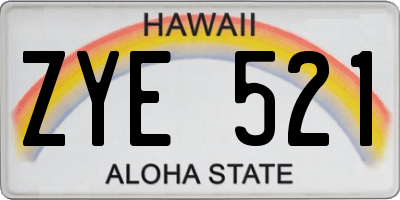 HI license plate ZYE521