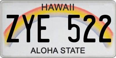 HI license plate ZYE522