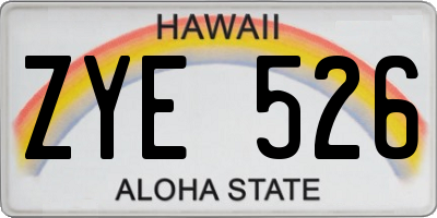 HI license plate ZYE526