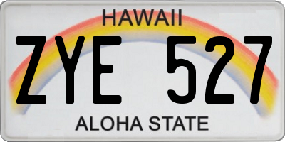 HI license plate ZYE527