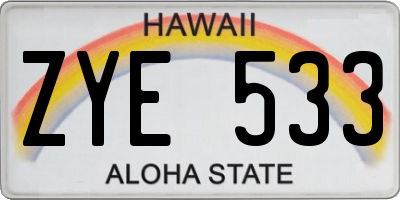 HI license plate ZYE533