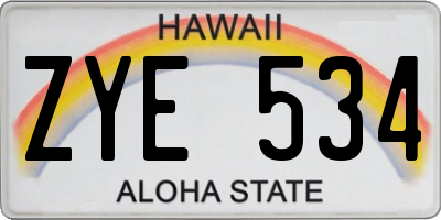 HI license plate ZYE534
