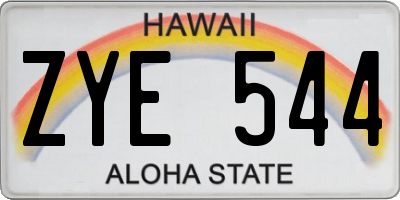 HI license plate ZYE544