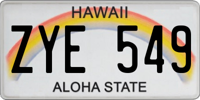 HI license plate ZYE549
