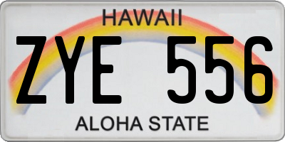 HI license plate ZYE556