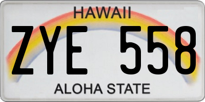 HI license plate ZYE558