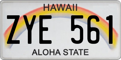 HI license plate ZYE561