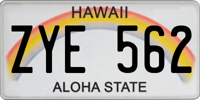 HI license plate ZYE562