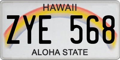 HI license plate ZYE568