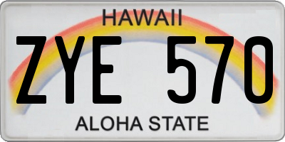 HI license plate ZYE570