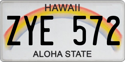 HI license plate ZYE572