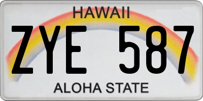 HI license plate ZYE587