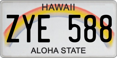 HI license plate ZYE588