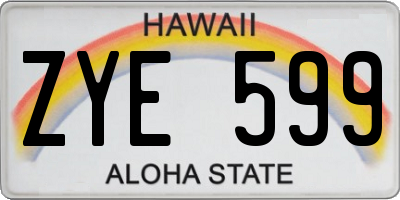 HI license plate ZYE599