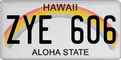 HI license plate ZYE606