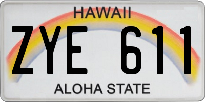 HI license plate ZYE611
