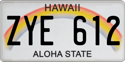 HI license plate ZYE612