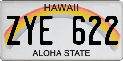 HI license plate ZYE622