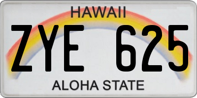 HI license plate ZYE625