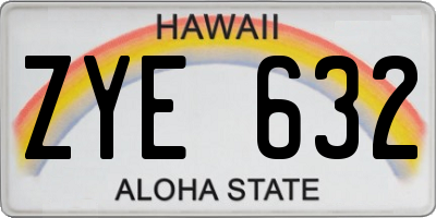 HI license plate ZYE632