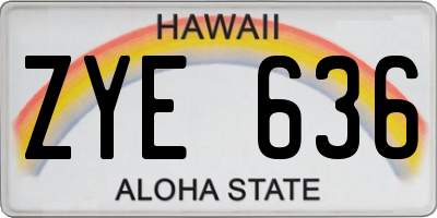 HI license plate ZYE636