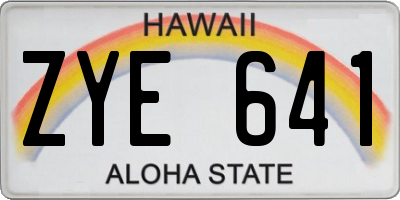 HI license plate ZYE641