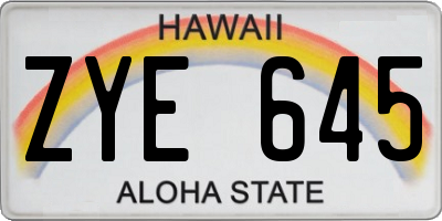 HI license plate ZYE645