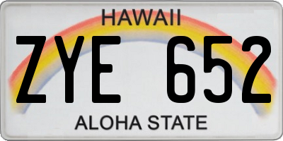 HI license plate ZYE652