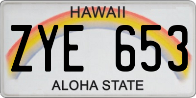 HI license plate ZYE653