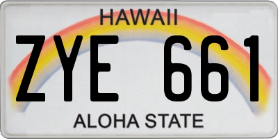 HI license plate ZYE661