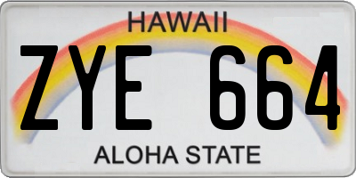 HI license plate ZYE664