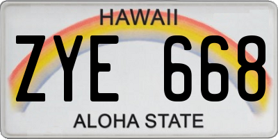 HI license plate ZYE668