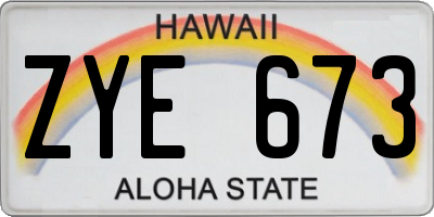 HI license plate ZYE673