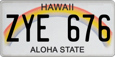 HI license plate ZYE676