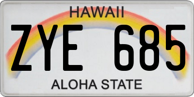 HI license plate ZYE685