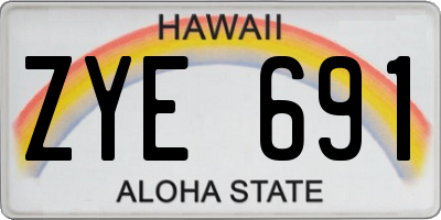 HI license plate ZYE691