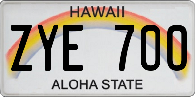 HI license plate ZYE700